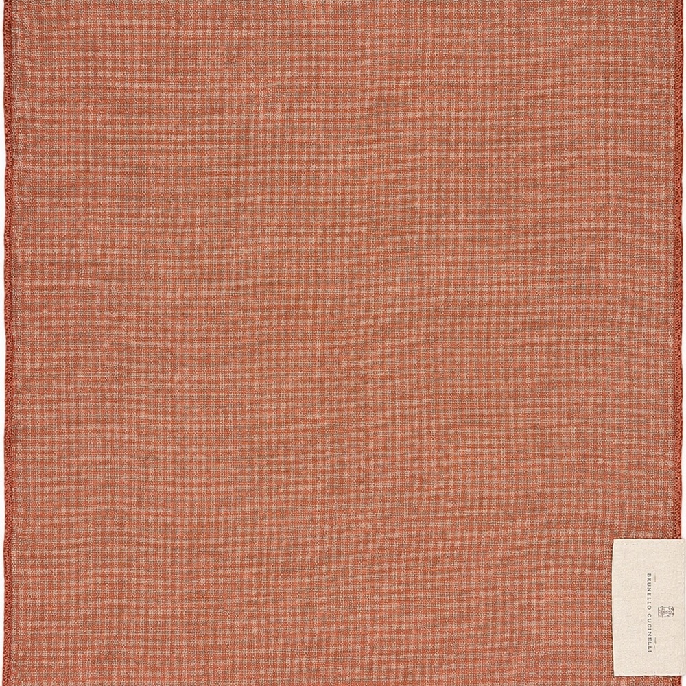 Brunello Cucinelli Rust Orange Linen Pocket Square